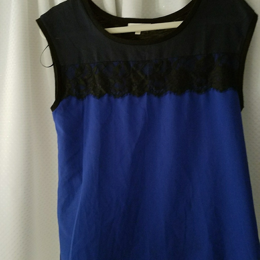 Black/Royal mixed media shirt